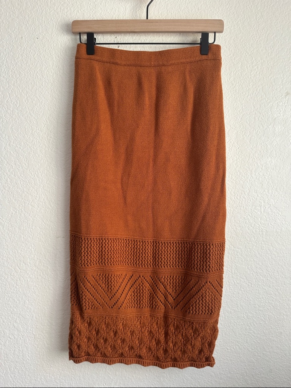 House of Harlow 1960 Burnt Orange Knit Midi Skirt, Size Small